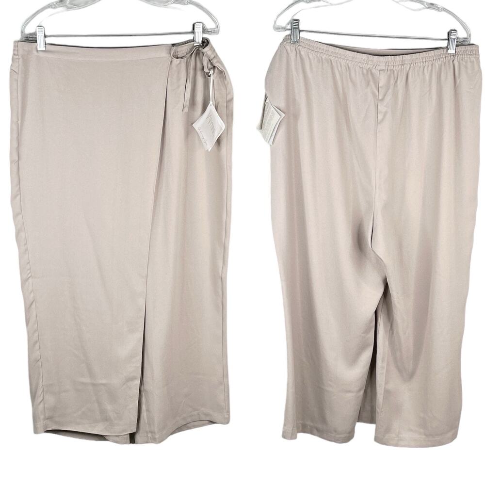 Wynne Layers Marla Wynne Pants Taupe XL Crepe Cropped New